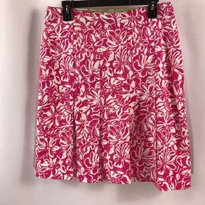 Summer skirt Pink & white Floral skirt side zipper size 10 midi skirt
